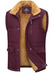 MAGCOMSEN Mens Vests Winter Body Warmers Gilet Jacket Coat Vest Winter Thermal Gilet for Men Windproof Gilet Lightweight Quilted Sleeveless Jackets, Wine Red