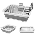 Collapsible Dish Drainer Folding Dish Draining Board Plates Cutlery White Rack