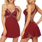 ADOME Lingerie Sexy Femme Coquine Hot Lingerie Et Vêtements Sexy Body Sexy Femme Dentelle Robe De Nuit Lingerie sous - Vêtements Soutien - Gorge avec Cordon Rouge XL