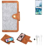 Felt Case + earphones for Samsung Galaxy S20+ SD865 Cover light grey