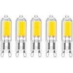 5-pack 2W G9 Kapselbas COB LED-lampa 220V 200 Lumen 10W-20W Halogenlampa Ekvivalent för Kronljus Bordslampa Vägglampa Varm Vit 3000K [Energiklass A]