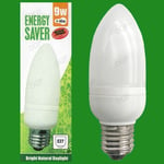 12x 9W Low Energy CFL E27 Candle 5600K Daylight White, SAD, ES, Light Bulb Lamp