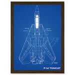 Artery8 Grumman F-14 Tomcat US Airforce Fighter Plane Aircraft Blueprint Plan Artwork Framed Wall Art Print A4