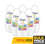 Dove Invisible Dry Colors Roll-On Deodorant 50ml 3, 6 Pack