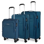 JASLEN - Set Valise Souples à 4 roulettes - Lot Valise Tissu à Roulette - Sets de Bagages pour soute Avion, Soldes sur Set de valises à roulettes. Verrouillage à Combinaison, Bleu