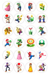 Mario Bros x32 Fairy Cup Cake Toppers Edible Rice Paper Pre Cut