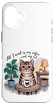 Coque pour iPhone 16 Plus Mignon café et chat amoureux des chats drôles et citations de café femmes