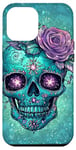 Coque pour iPhone 15 Plus Mignon rose et crâne avec étoiles crânes turquoise