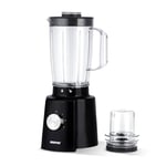 Geepas Electric Blender Smoothie Maker, Food Jug Blender 650W –Stainless Steel Blades, 3 Speed Control with Pulse & Turbo Functions, 1.6L Large Jar & Coffee Spice Grinder Jar, Smoothie Maker – Black