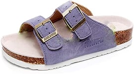 Asifn Femmes Hommes Slip Cover Liège Semelle Sandales Plates Réglables Mules et Sabots Pantoufles Boucle Antidérapante Casual Peep Toe Suede Summer（Violet,44/45 EU,43 Taille de la Marque