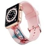 Miimall Bracelet en Silicone Compatible avec Apple Watch Ultra 2/Ultra/Série 9/8/7/SE2/SE/6/5/4/3/2/1 49mm 45mm 44mm 42mm -Rosé Dessin Coloré