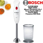 Mixeur plongeant CleverMixx - BOSCH - 400W - Pied détachable inox - 1 vitesse - Bol mixeur - Blanc