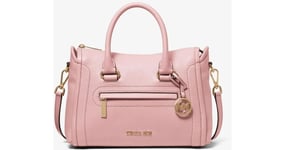 MICHAEL KORS CARINE SATCHEL LARGE PEBBLED LEATHER BAG PINK 35F2GCCS3L