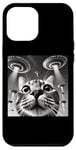 Coque pour iPhone 12 Pro Max Cat Selfie with UFO Weird 50s Photo