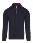 Ralph Lauren Kids Cable-Knit Cotton Quarter-Zip Sweater Marinblå