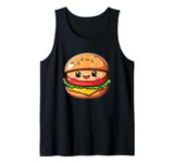 Adorable Kawaii Happy Burger Cartoon Character Tank Top