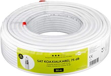 Goobay 49759 Câble Satellite coaxial 75 DB Double Blindage CCS Blanc 50 m