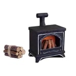 Dockhus LED-spis 1:12 skala DIY vardagsrum miniatyrmöbler scen Black fireplace 5cmx5cm