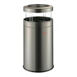 WESCO Cendrier stable Big Ash avec toit de couleur graphite, tôle d'acier revêtue par pulvérisation, volume de 120 litres, fixation intérieure pour sacs poubelles, passoire amovible