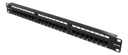 DELTACO 19" Patchpanel / 24xRJ45 / Cat6A / UTP / 1U / 10Gbps / Svart