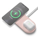 elago MS Station de Charge Duo Compatible avec MagSafe, Station d’Accueil sans Fil 2 en 1 Compatible avec iPhone 13/12 Series, Compatible avec AirPods Pro [Chargeur Non Inclus] (Rose des Sables)