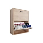 CASABEL Meuble Rangement Chaussure 12 Paires - Pour Entree Couloir - 60x24x80 cm - Bois Clair