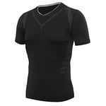 AMZSPORT Maillot Compression à Manches Courtes pour Homme Sports Séchage Rapide Baselayer Haut Noir XXL