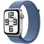 Apple Watch SE GPS + Cellular - 44mm - Boîtier Silver Aluminium - Bracelet Winter Blue Sport Loop