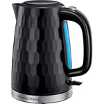 Russell Hobbs Honeycomb Electric 1.7L Cordless Kettle (Fast Boil 3KW, Black premium plastic, matt & high gloss finish, Removable washable anti-scale filter, Push button lid, Perfect pour spout) 26051