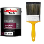 Leyland Trade Heavy Duty Floor Paint - Slate 5L & ProDec PR4GY Flat Masonry Paint Brush for Rapid Application of Smooth and Textured Masonry Paints