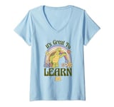 Womens Schoolhouse Rock! Vintage Turtle Rainbow Great To Learn V-Neck T-Shirt