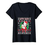 Womens Betty Boop Christmas With Pudgy V-Neck T-Shirt