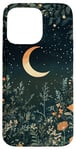 iPhone 15 Pro Max Night Forest Dark Cottagecore Crescent Moon Botanical Case