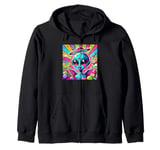 Colorful Alien with Halo and Wings Cool Pop Art Zip Hoodie