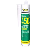 Everbuild Everflex 450 Premium+ Builders Silicone Sealant – Waterproof Seal – Suits Most Building Materials – Internal and External Use – White – 300ml