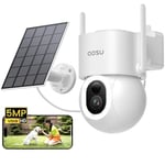 AOSU Camera Surveillance WiFi Exterieure sans Fil Solaire - 3K 5MP Caméra WiFi Solaire avec 400 lumens Projecteur - 3W Panneau Solaire 2.4GHz Vision Nocturne Couleur Détection Humaine 360° PTZ