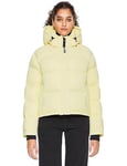 Orolay Manteau en Duvet Court pour Femme Épaissie Hiver Recadrée Doudoune avec Capuche Amovible Jaune clair L