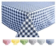 Home Direct Rectangular Oilcloth PVC Wipe Clean Tablecloth Table Cover 140cm x 200cm 55x78 Gingham Check Blue