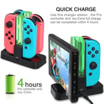 Accessoires Nintendo Switch,Joy Con Pro – station de charge 4 en 1 USB Type C pour manette de jeu,chargeur LED pour Nintendo Switch