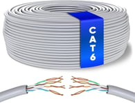 Vrac Câble Ethernet 50M, Bulk Reseau Lan Cable Ethernet Cat 6 Haut Debit Pour Internet Rapide 1 Gbps 250 Mhz, Cable Ethernet Awg24, Cat6 Câble En Vrac Utp Cca (50 Mètres, Gris)[CAB130481]