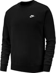 Nike Mens' Nike Sportswear Club Crew Long Sleeved T-Shirt, Black/(White),Medium