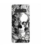 Coque Galaxy S10 PLUS Mort 35 noir et blanc rose fleur papillon