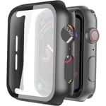 Svarta fodral för Apple Watch Series 6 / SE/Series 5 / Series 4  Glasskydd [2-pack], HD-skyddsfodral för iWatch, svart Black(2-Pieces) 40mm for Series 6/SE/5/4