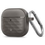 Caseology Parallax Case Compatible with AirPods 4 (2024) [Strong Protection] TPU PC 3D Hexa Cube Design with Carabiner Compatible with Airpods 4 (2024) - Ash Grey