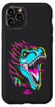 Coque pour iPhone 11 Pro Jurassic World Colorful Neon Iconic T-Rex Logo