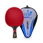 Raquette de Tennis de Table Professionnelle avec étui, Approuvé par ITTF Pingpong Raquette Paddle avec 9-Ply Bois et 8 Couches Lame de Carbone