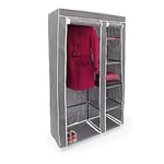 Relaxdays Armoire pliante avec housse Penderie avec revêtement en tissu VALENTIN XL 5 compartiments et 1 tringle à vêtements avec fermeture éclair idéal pour le camping, anthracite