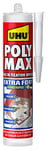 UHU Polymax extra fort invisible- Mastic/colle de fixation MSP pour coller, assembler et jointer, toutes surfaces, séchage rapide, sans solvants, transparent, cartouche 300 g