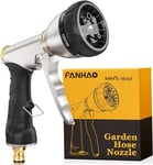 FANHAO Hose Pipe Spray Gun, 100% Heavy Duty Metal Garden Hose Spray Gun with 7 Spray Patterns, High Pressure Hose Nozzle with Ergonomic Handle for Watering Plants & Lawns, Washing Cars & Pets