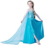 ELSA & ANNA Robe Princesse pour Filles - Déguisement Reine des Neiges pour Filles - Robe Princesse Filles pour Fêtes, Anniversaires, Déguisements & Halloween - Deguisement Robe de Princesse - 5-6 ans